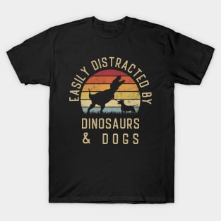 Easily distracted by Dinosaurs and dogs I heart Dinosaur dog T-Shirt